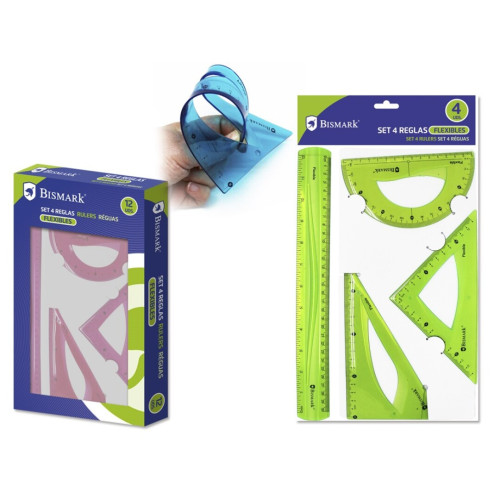 BISMARK - SET 4 REGLAS PVC FLEXIBLES 30/18/13/15 (Ref.325010)