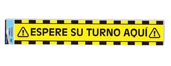 BISMARK - VINILO ADHESIVO RECTANGULAR 85X14CM "ESPERE SU TURNO AQUÍ" (Ref.329037)