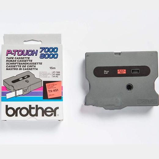 BROTHER - Cinta laminada Rojo / negro 24 mm (Ref.TX451)