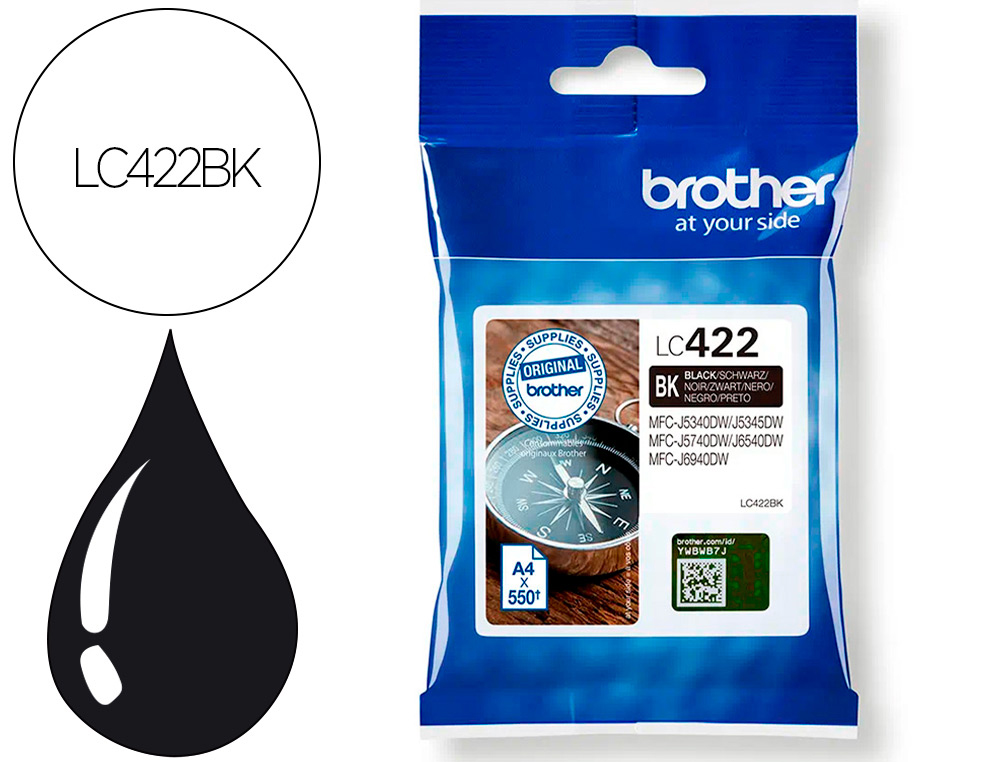 BROTHER - INK-JET LC-422BK NEGRO MFC-J5340DW / MFC-J5740DW / MFC-J6540DW / MFC-J6940DW 550 PAGINAS (Ref.LC422BK)