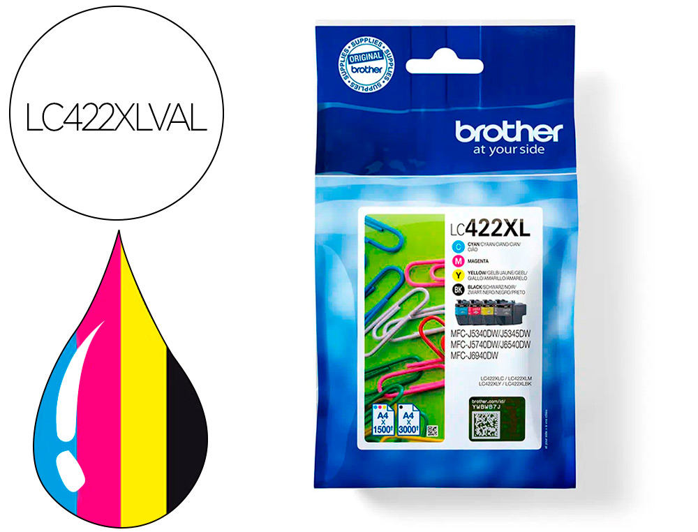 BROTHER - INK-JET LC-422XLVAL MFC-J5340DW / MFC-J5740DW / MFC-J6540DW / MFC-J6940DW 3000 PAGINAS NEGRO 1500 (Ref.LC422XLVAL)