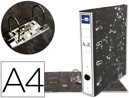 LIDERPAPEL - ARCHIVADOR DE PALANCA Cartón FORRADO DIN A4 JASPEADO NEGRO SIN CAJA-CON RADO (Ref.AZ48)