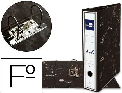 LIDERPAPEL - ARCHIVADOR DE PALANCA FOLIO CLASSIC BLACK Cartón ENTRECOLADO CON RADO LOMO 75MM NEGRO COMPRESOR METAL (Ref.AZ06)