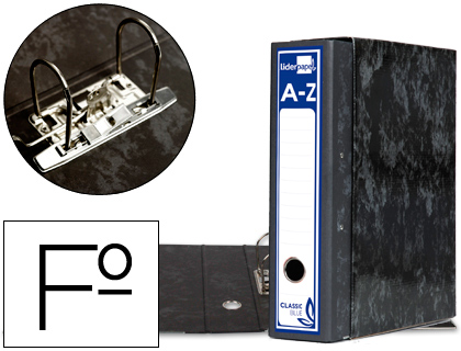 LIDERPAPEL - ARCHIVADOR DE PALANCA Cartón FORRADO FOLIO JASPEADO NEGRO CON CAJA CLASSIC BLUE (Ref.AZ50)