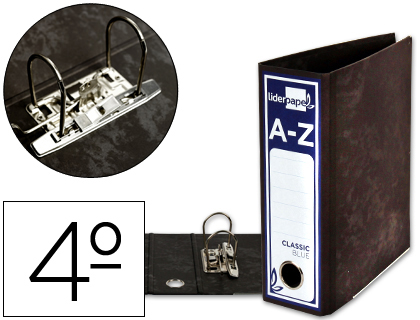 LIDERPAPEL - ARCHIVADOR DE PALANCA CUARTO APAISADO CLASSIC BLUE SIN RADO LOMO 80MM NEGRO COMPRESOR METALICO (Ref.AZ10)