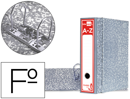 LIDERPAPEL - ARCHIVADOR DE PALANCA Cartón FORRADO FOLIO JASPEADO GRIS CON CAJA CLASSIC RED (Ref.AZ49)