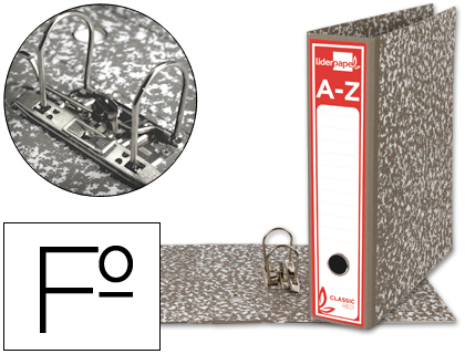 LIDERPAPEL - ARCHIVADOR DE PALANCA FOLIO CLASSIC RED Cartón ENTRECOLADO SIN RADO LOMO 80MM GRIS COMPRESOR METALICO (Ref.AZ01)