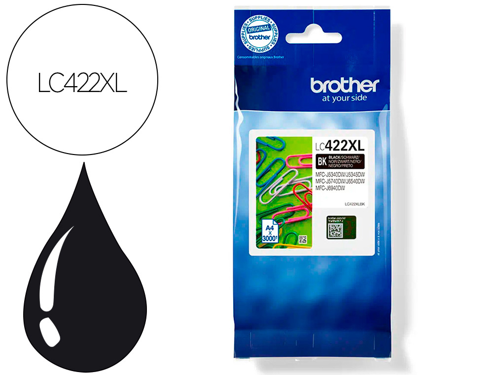 BROTHER - TINTA NEGRO MFCJ5340DW, MFCJ5740DW, MFCJ6540DW, MFCJ6940DW - XL (Ref.LC422XLBK)