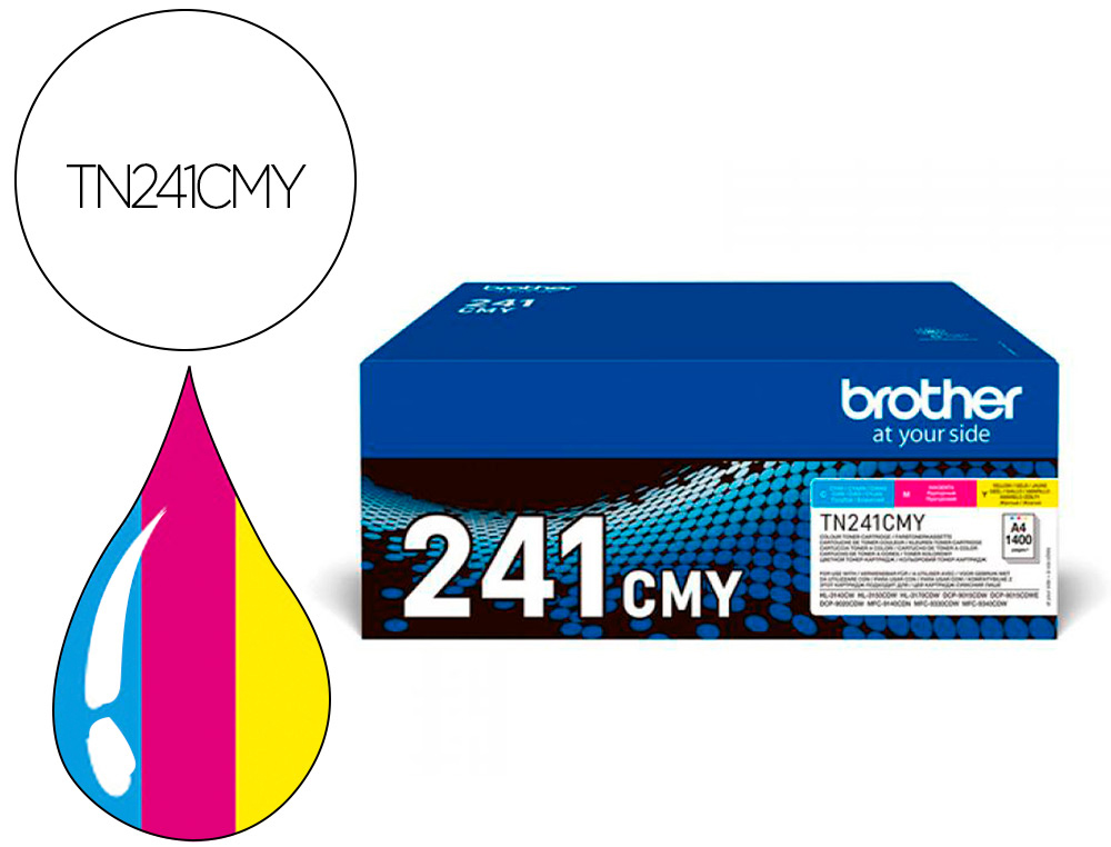 BROTHER - TONER HL3140 / 3170 / 3150 / DCP9020 / MFC9140 / 9330 / 9340 CIAN MAGENTA YELLOW 1500 PAGINAS (Ref.TN241CMY)
