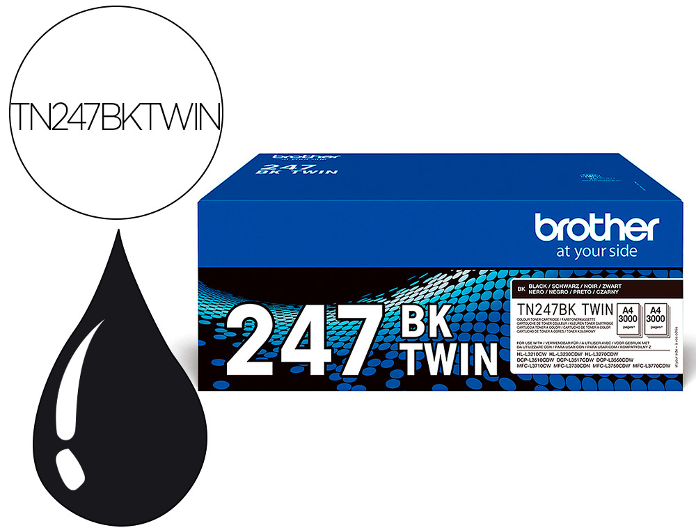 BROTHER - TONER TN247BK DCP-L3510CDW / HL-L3270CDW / MFC-L3710CW NEGRO 3000 PAGINAS PACK 2 UNIDADES (Ref.TN247BKTWIN)