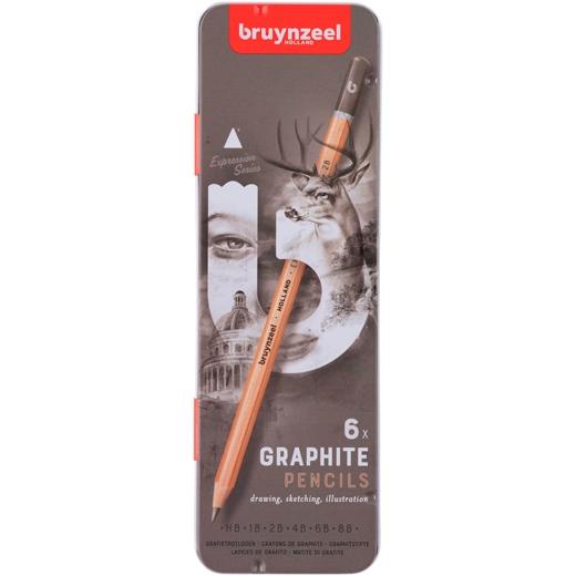 BRUYNZEEL - LAPIZ de GRAFITO EXPRESSION estuche de METAL de 6 (Ref.60311006)