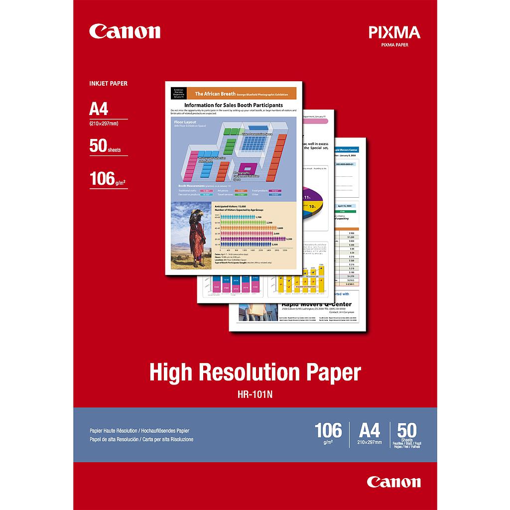 CANON - Papel Alta Resolución, A4, 50 Hojas, 106g. (Ref.1033A002)