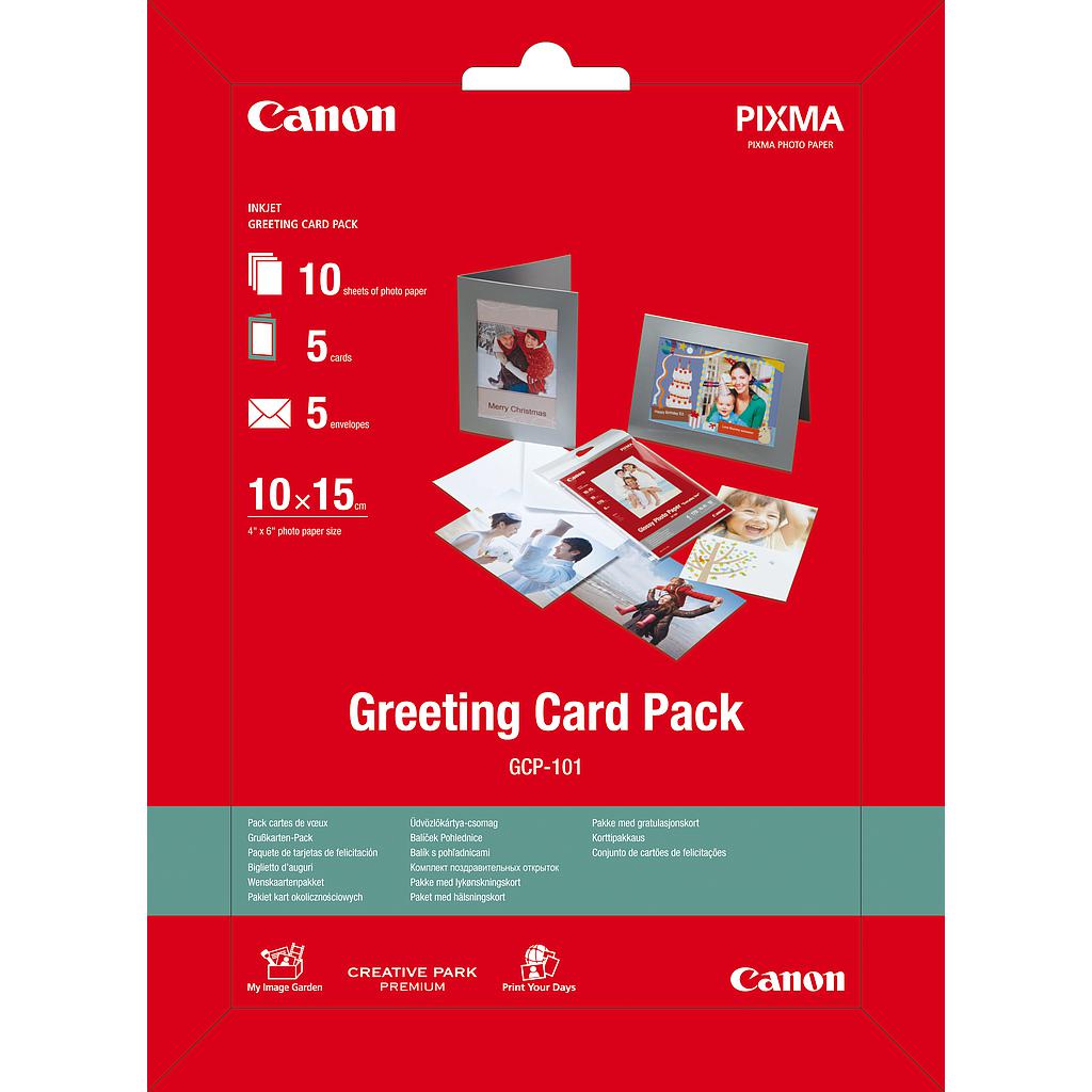 CANON - Papel PACK 10 10X15 5 Tarj.FELICITACION 5 SOBRES (GCP-101) (Ref.0775B077)