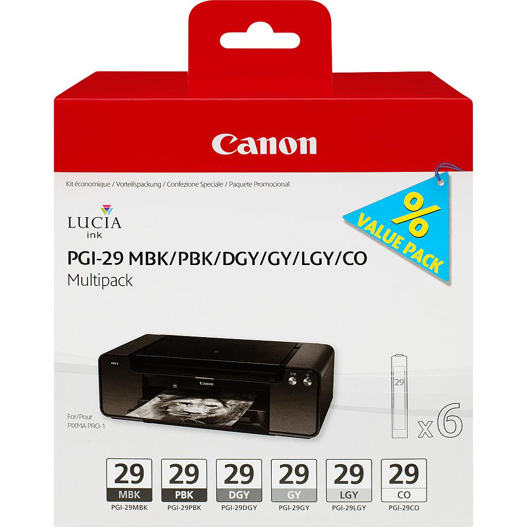 CANON - PIXMA/PRO-1 MULTIPACK PGI-29 MBK/PBK/DGY/GY/LGY/CO (Ref.4868B018)