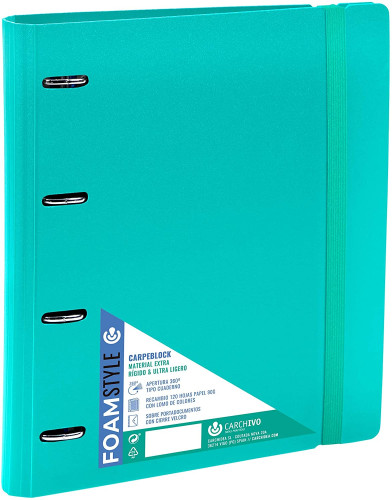 CARCHIVO - CARPEBLOC FOAM STYLE PP A4 4 an.MIXTAS 35mm con REC. 120 hj. CUADRIC.4x4 VERDE (Ref.12407416)