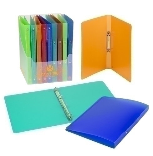 CARCHIVO - CARPETA de ANILLAS PP TRANS. A4 4 an.25mm 5 col.surt. (Ref.8402K)