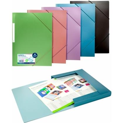 CARCHIVO - CARPETA METAL TRES SOLAPAS GOMAS A4 POLIPROPILENO AZUL METALIZADO (Ref.20180109)