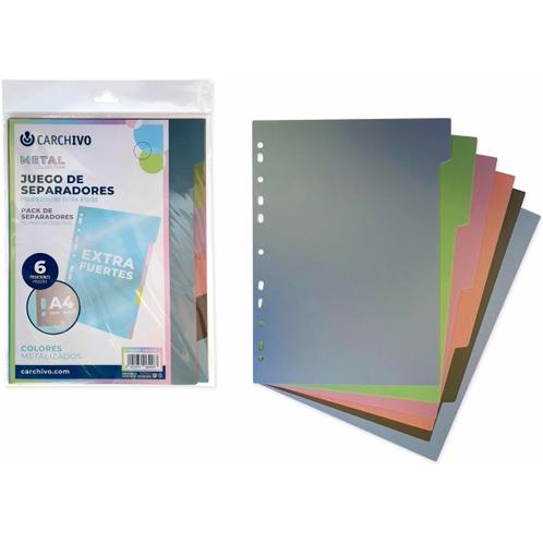 CARCHIVO - SEPARADORES CARCH.METAL EXTRA PP A4 6 ps (Ref.49080699)