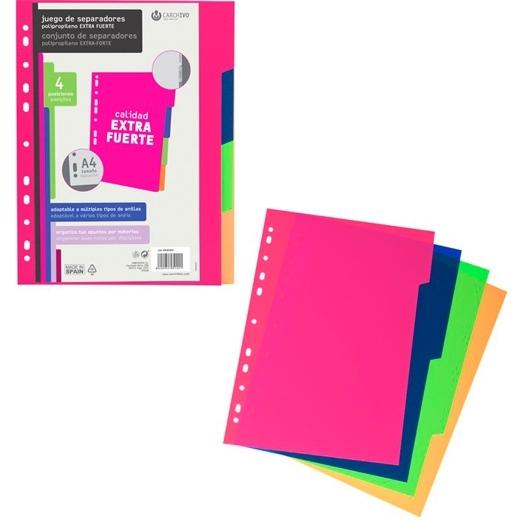 CARCHIVO - SEPARADORES PP EXTRA FUERTE A4 4 pestañas 11 taladros (Ref.49050499)