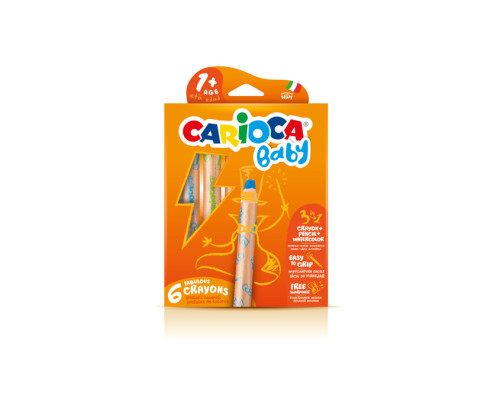 CARIOCA - CAJA 6 LÁPICES 3 EN 1 + Sacapuntas/Afilalapices BABY (Ref.42817)