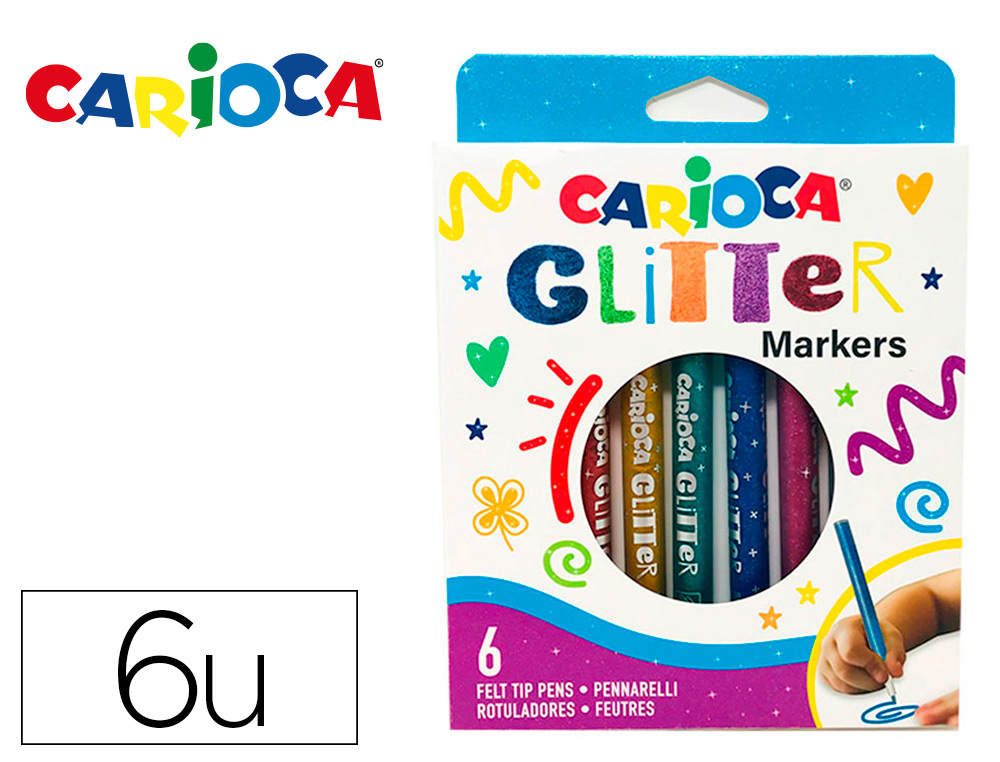 CARIOCA - ESTUCHE 6 ROTULADORES GLITTER (Ref.42190)