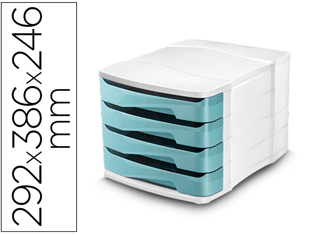 CEP - FICHERO CAJONES DE SOBREMESA PROTECT ANTIBACTERIANO 4 CAJONES COLOR BLANCO/VERDE AGUA 292X386X246 MM (Ref.1039490991)