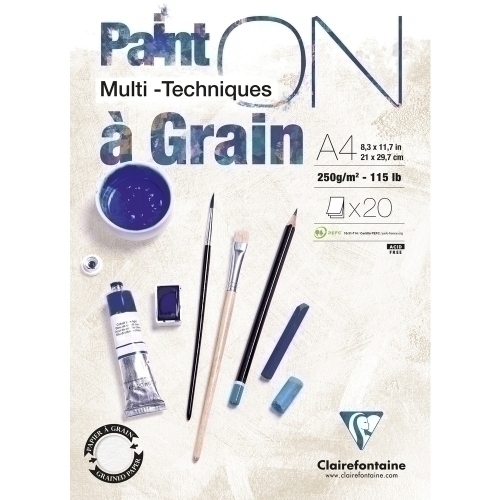 CLAIREFONTAINE - BLOCK DE DIBUJO PAINT"ON MULTITECNICAS CON GRANO A4 250g 20h (Ref.975049C)