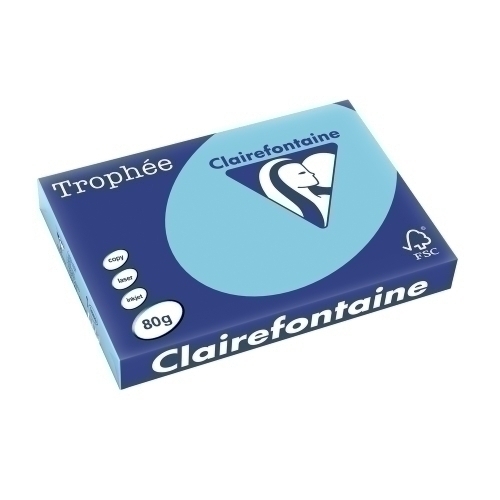 CLAIREFONTAINE - PAPEL COLOR A3 TROPHEE 80g 500h AZ.CIELO (Ref.1889C)