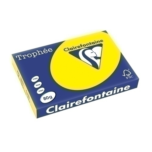 CLAIREFONTAINE - PAPEL COLOR A3 TROPHEE 80g 500h SOL (Ref.1887C)