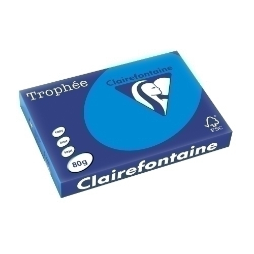 CLAIREFONTAINE - PAPEL COLOR A3 TROPHEE 80g 500h TURQUESA (Ref.1886C)