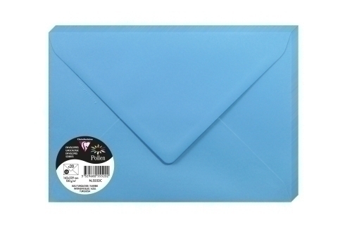 CLAIREFONTAINE - SOBRE POLLEN 162x229 120g AZUL TURQUESA PAQUETE DE 20 (Ref.5552C)