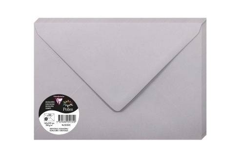 CLAIREFONTAINE - SOBRE POLLEN 162x229 120g GRIS KOALA PAQUETE DE 20 (Ref.5532C)