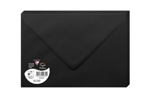 CLAIREFONTAINE - SOBRE POLLEN 162x229 120g NEGRO PAQUETE DE 20 (Ref.5832C)