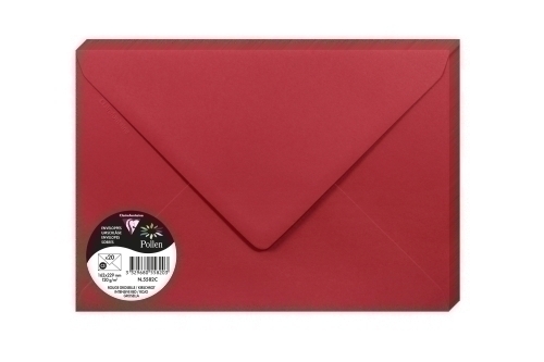 CLAIREFONTAINE - SOBRE POLLEN 162x229 120g ROJO GROSELLA PAQUETE DE 20 (Ref.5582C)