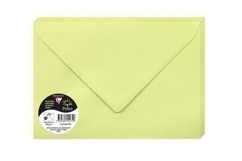 CLAIREFONTAINE - SOBRE POLLEN 162x229 120g VERDE YEMA PAQUETE DE 20 (Ref.555472C)