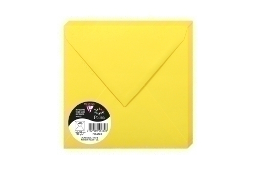 CLAIREFONTAINE - SOBRE POLLEN 165x165 120g AMARILLO SOL PAQUETE DE 20 (Ref.5563C)