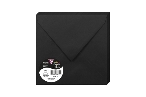 CLAIREFONTAINE - SOBRE POLLEN 165x165 120g NEGRO PAQUETE DE 20 (Ref.5873C)