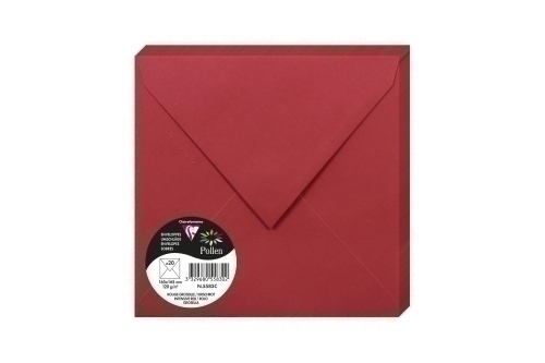 CLAIREFONTAINE - SOBRE POLLEN 165x165 120g ROJO GROSELLA PAQUETE DE 20 (Ref.5583C)