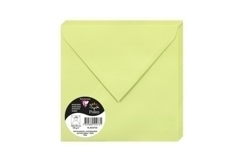 CLAIREFONTAINE - SOBRE POLLEN 165x165 120g VERDE YEMA PAQUETE DE 20 (Ref.55473C)