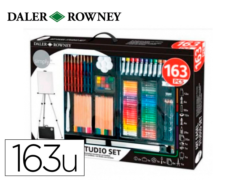DALER ROWNEY - LAPICES SET ARTE COMPLETO CON CABALLETE de 163 PIEZAS (Ref.D196500755)