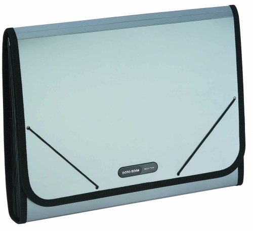DATA BANK - CLASIFICADOR ACORDEON DATABANK PP OPACO A4 12 DPTOS.RIBETE y GOMAS PLATA (Ref.9FKA4-12T)