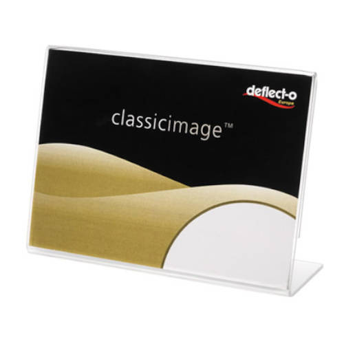 DEFLECTO - EXPOSITOR DE SOBREMESA EN FORMA L POLIESTIRENO 90X60 MM. HORIZONTAL (Ref.480301)