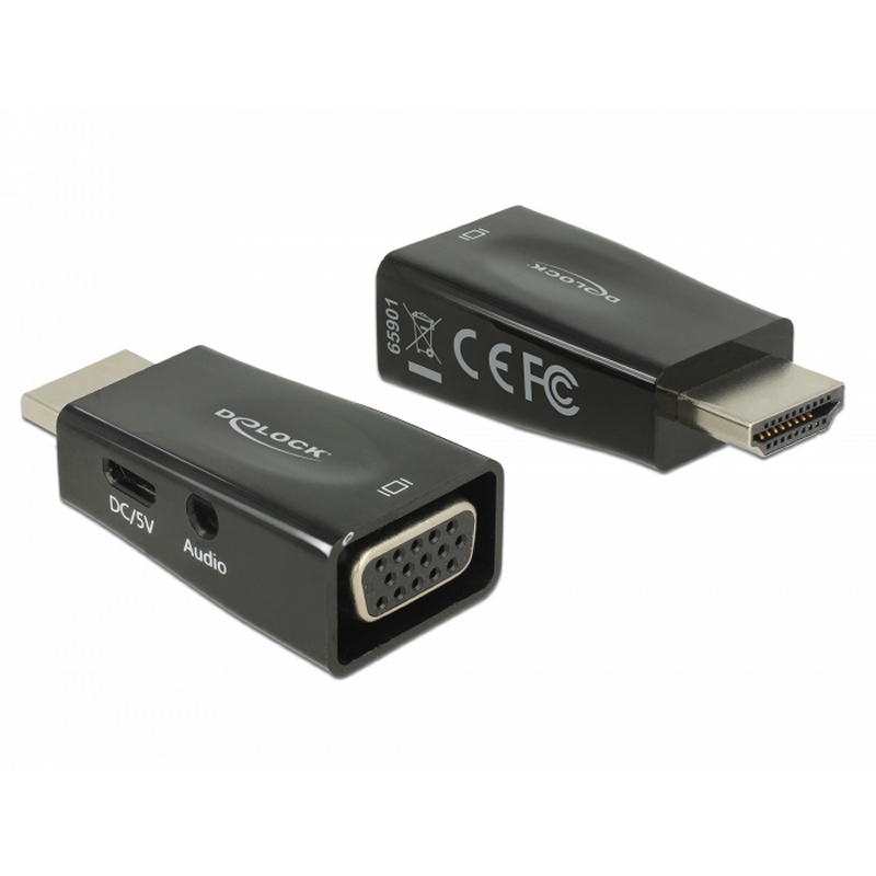DELOCK - Adaptador HDMI-A macho VGA hembra/audio (Ref.65901)
