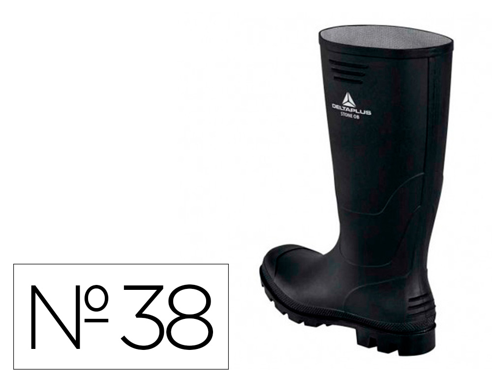DELTAPLUS - BOTAS DE SEGURIDAD STONE PVC NEGRO SUELA DE TACOS TALLA 38 (Ref.STONEOBNO38)