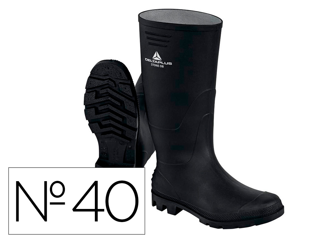 DELTAPLUS - BOTAS DE SEGURIDAD STONE PVC NEGRO SUELA DE TACOS TALLA 40 (Ref.STONEOBNO40)