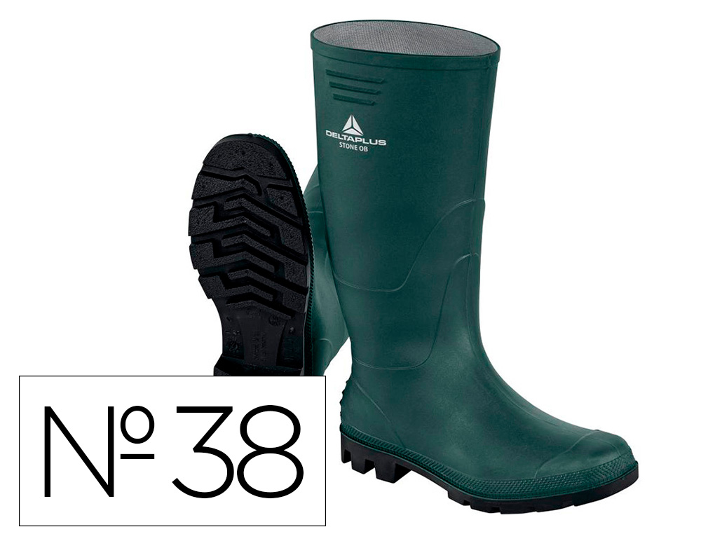 DELTAPLUS - BOTAS DE SEGURIDAD STONE PVC VERDE SUELA DE TACOS TALLA 38 (Ref.STONEOBVE38)