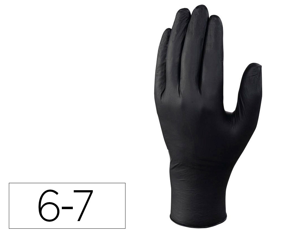 DELTAPLUS - GUANTES DE NITRILO DESECHABLE NEGRO CAJA DE 100 UNIDADES TALLA 6-7 (Ref.V1450B10006)