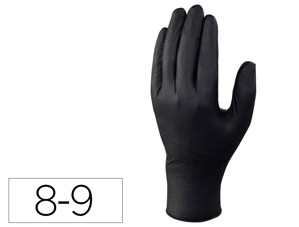 DELTAPLUS - GUANTES DE NITRILO DESECHABLE NEGRO CAJA DE 100 UNIDADES TALLA 8-9 (Ref.V1450B10008)