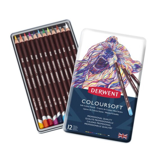 DERWENT - CAJA METÁTICA DE 12 LÁPICES COLOURSOFT (Ref.701026)