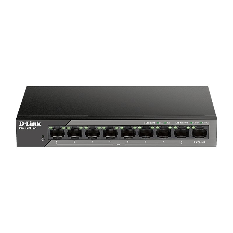 D-LINK - Switch 9x10/100 LR PoE Surveill (Ref.DSS-100E-9P)